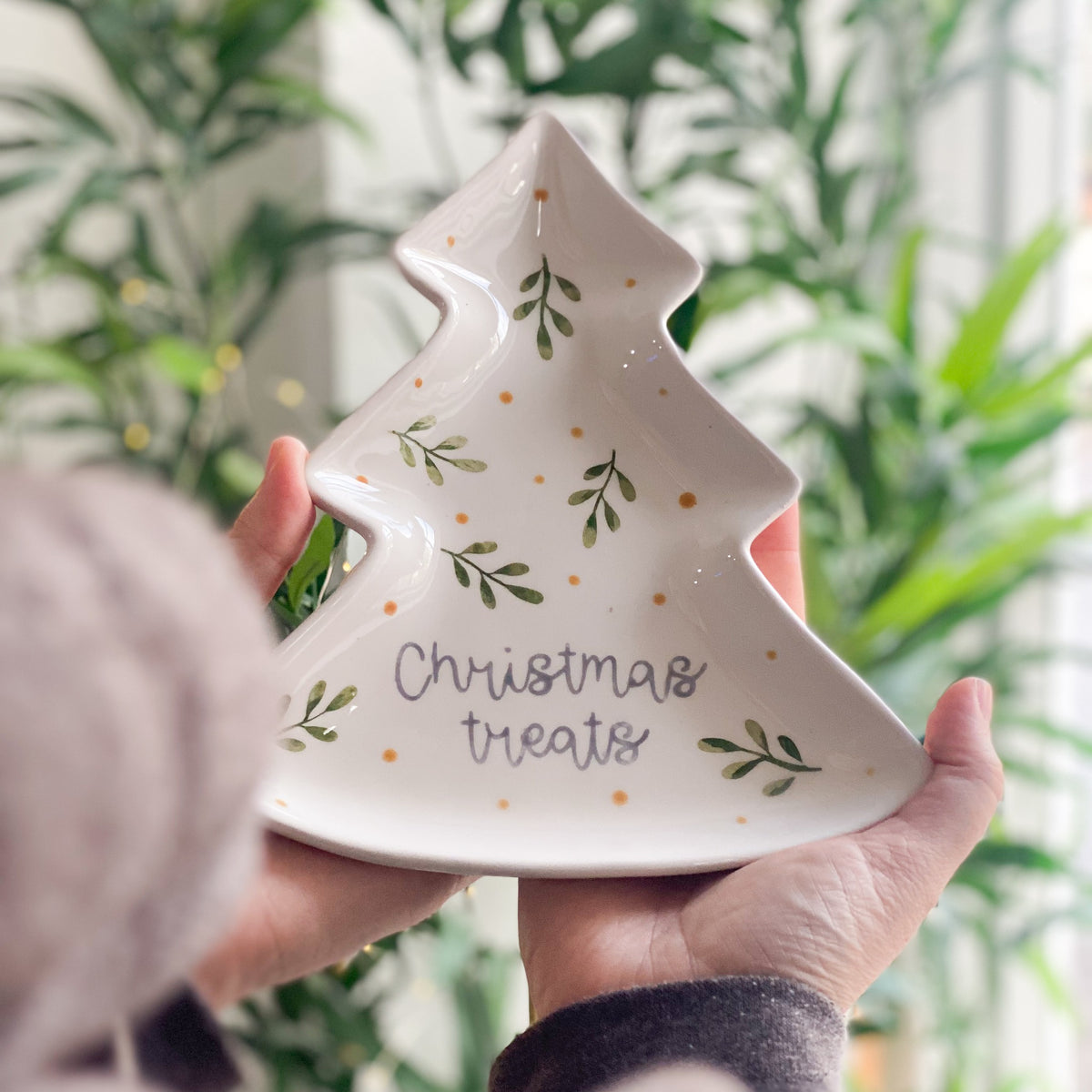 Hand Painted Christmas Treats Tree Dish