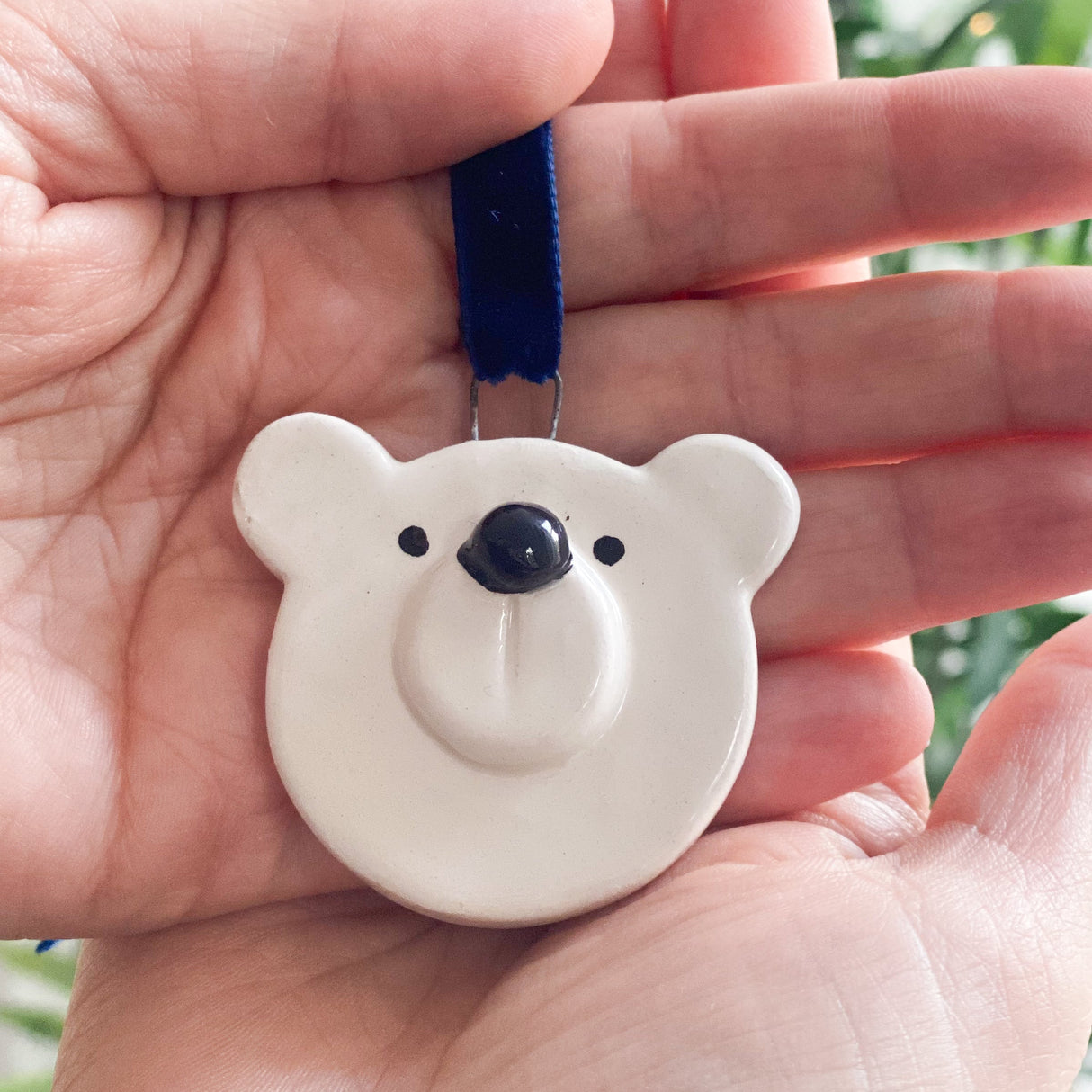 Pre-Order Handmade Ceramic Mini Bertie bear face hanging tree decoration