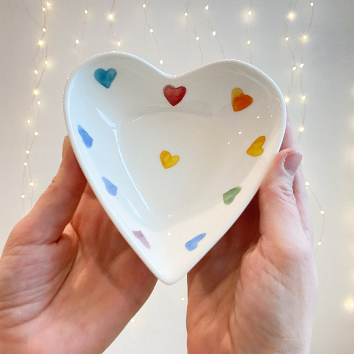 rainbow heart trinket dish