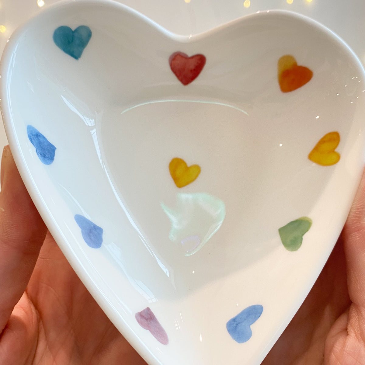 rainbow heart trinket dish