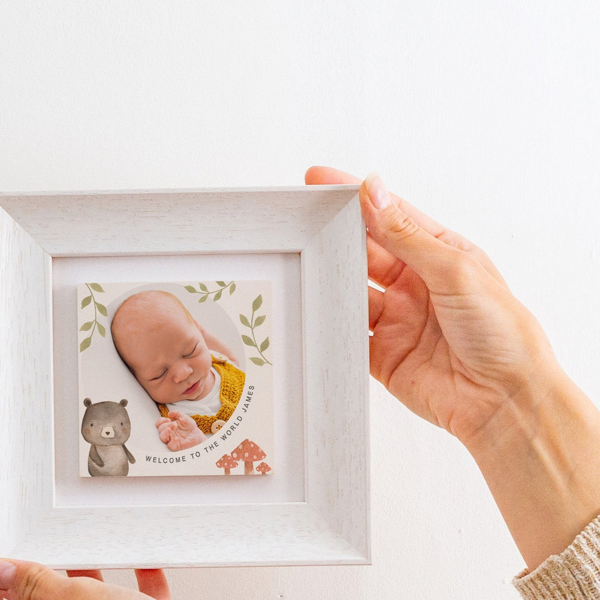 ceramic bear welcome to the world photo tile frame | soft curve