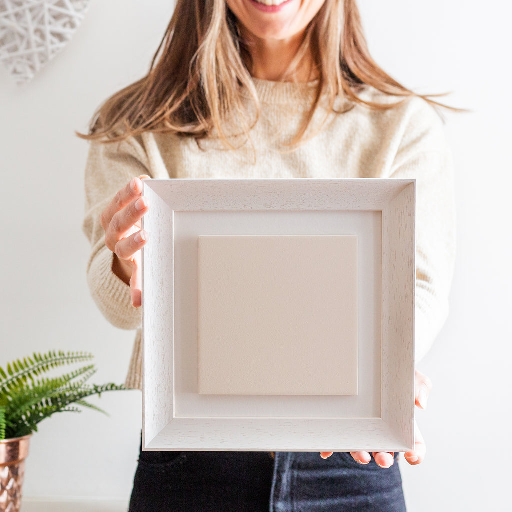 supersized ceramic photo tile frame | white soft curve