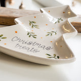 Hand Painted Christmas Treats Tree Dish