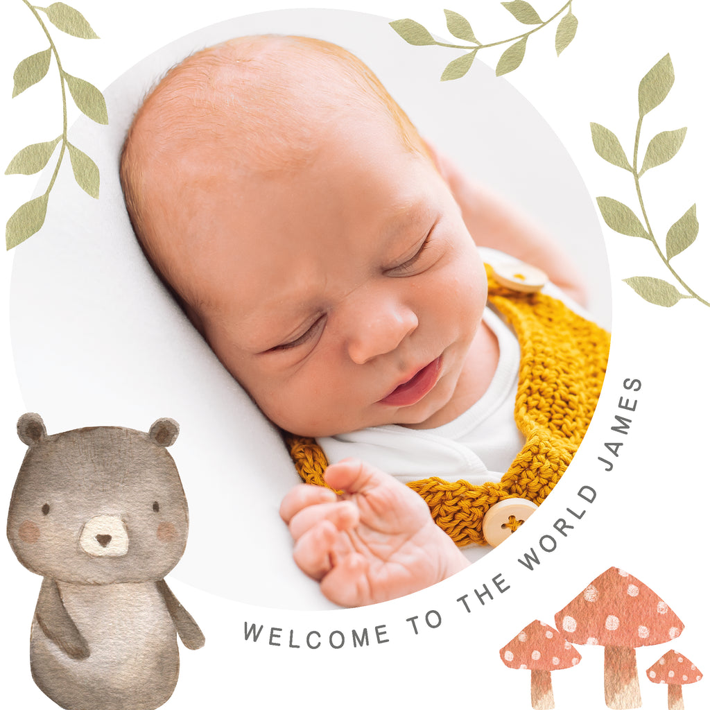 ceramic bear welcome to the world photo tile frame | soft curve