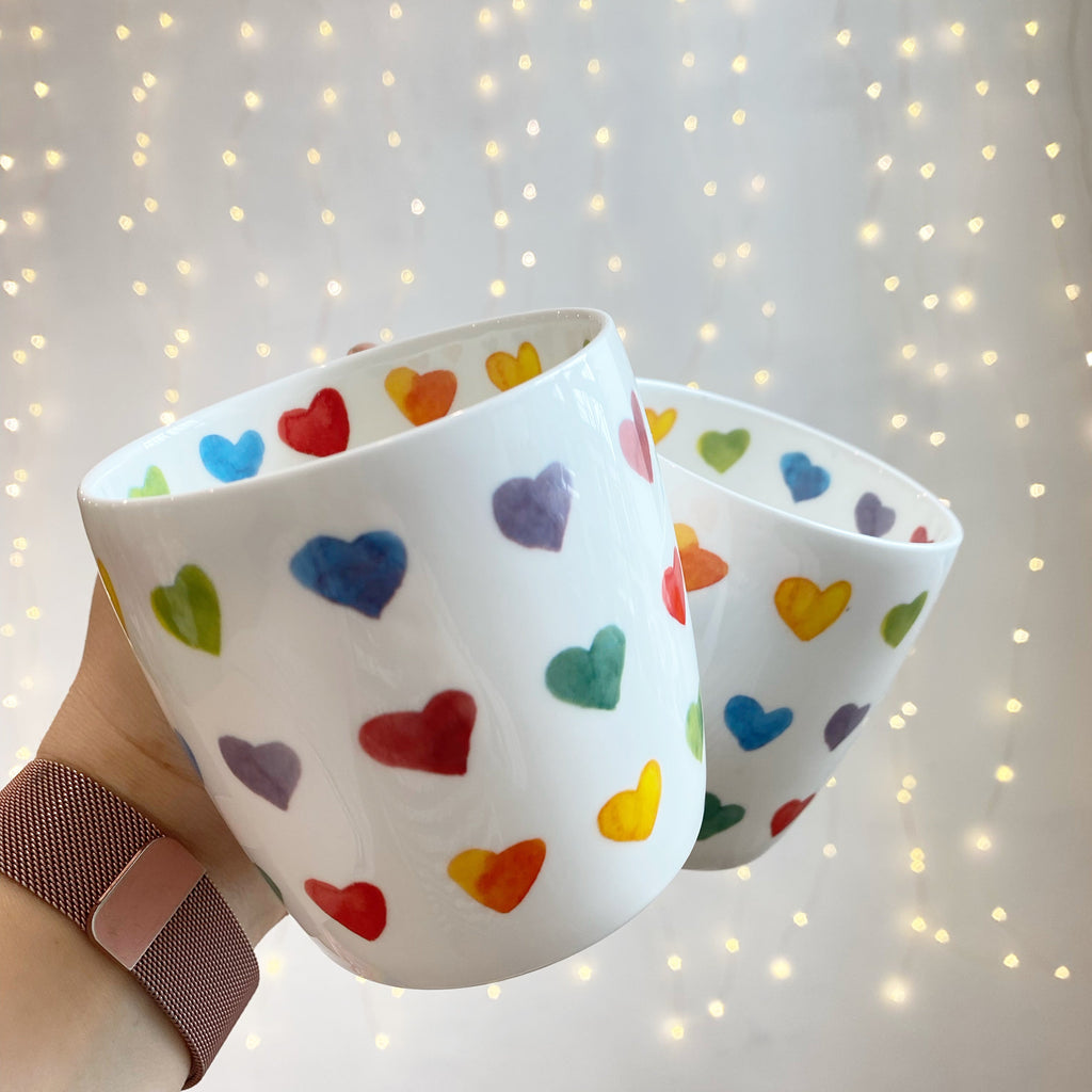 rainbow heart mug