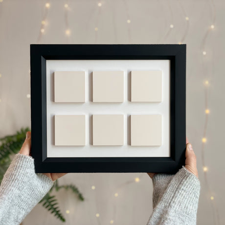 six large ceramic tile photo frame | black linear