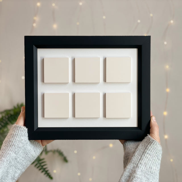 six large ceramic tile photo frame | black linear