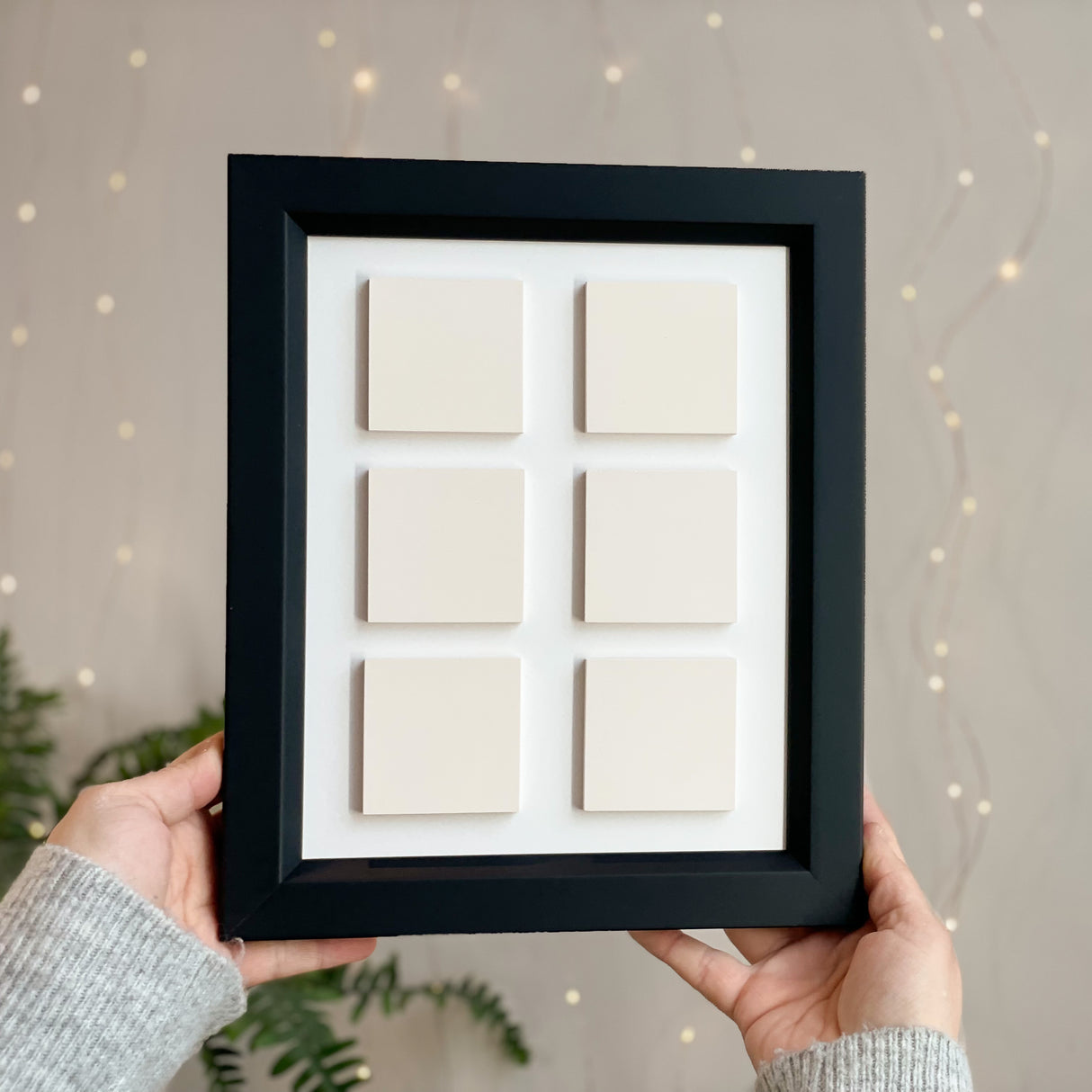 six large ceramic tile photo frame | black linear