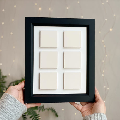 six large ceramic tile photo frame | black linear