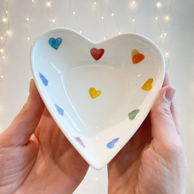 rainbow heart trinket dish