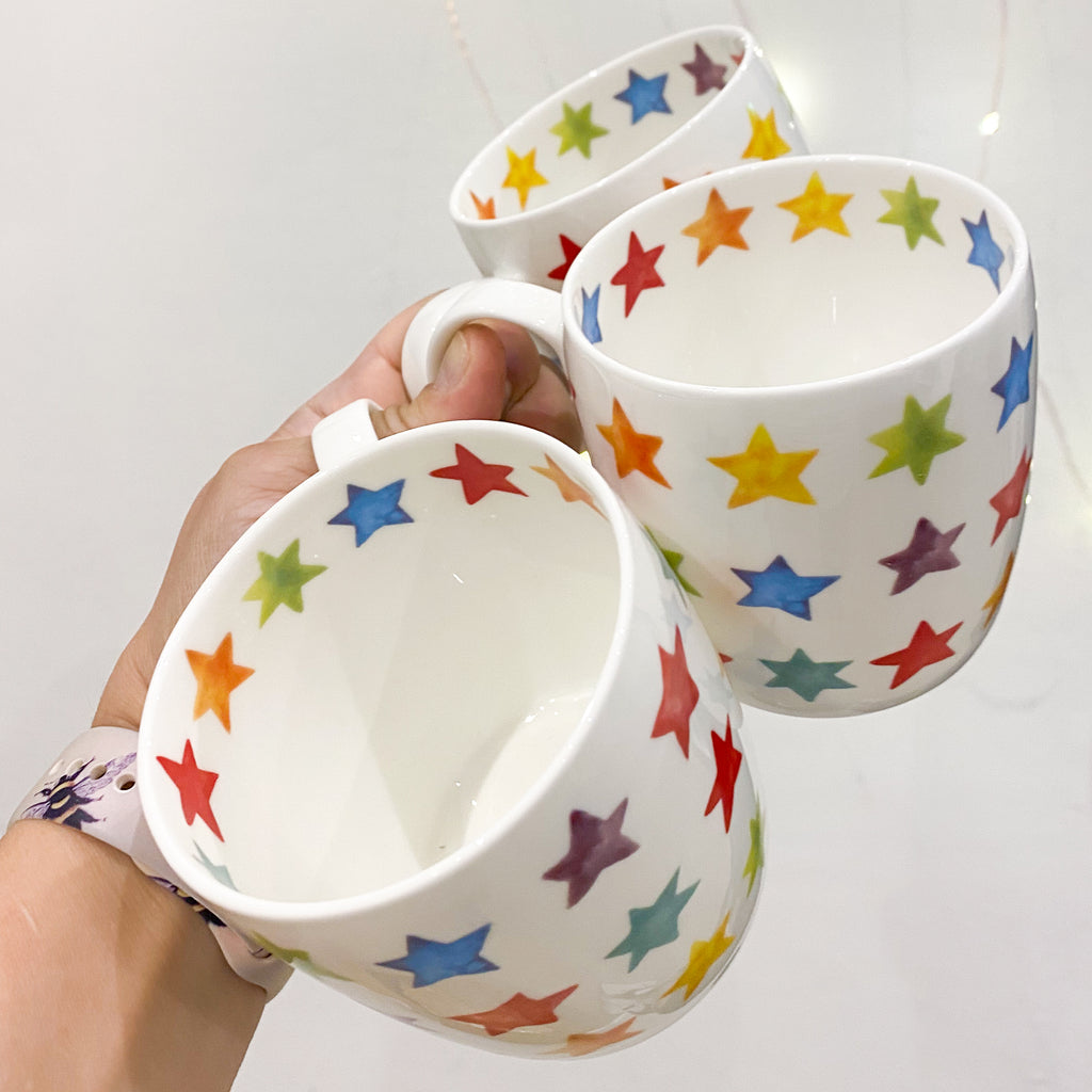 rainbow star china mug