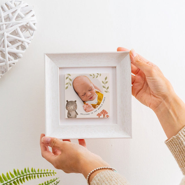 ceramic bear welcome to the world photo tile frame | soft curve