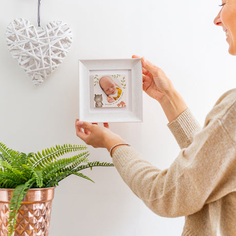 ceramic bear welcome to the world photo tile frame | soft curve
