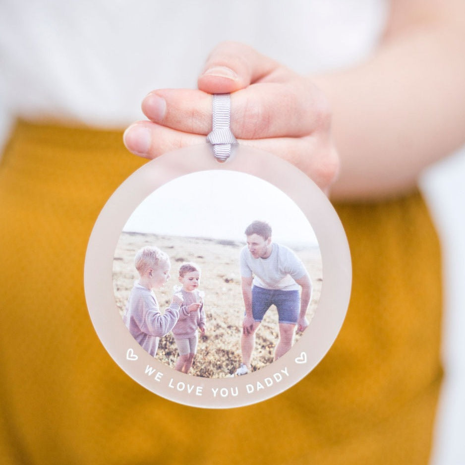 personalised photo fathers day frosted acrylic hanging keepsake