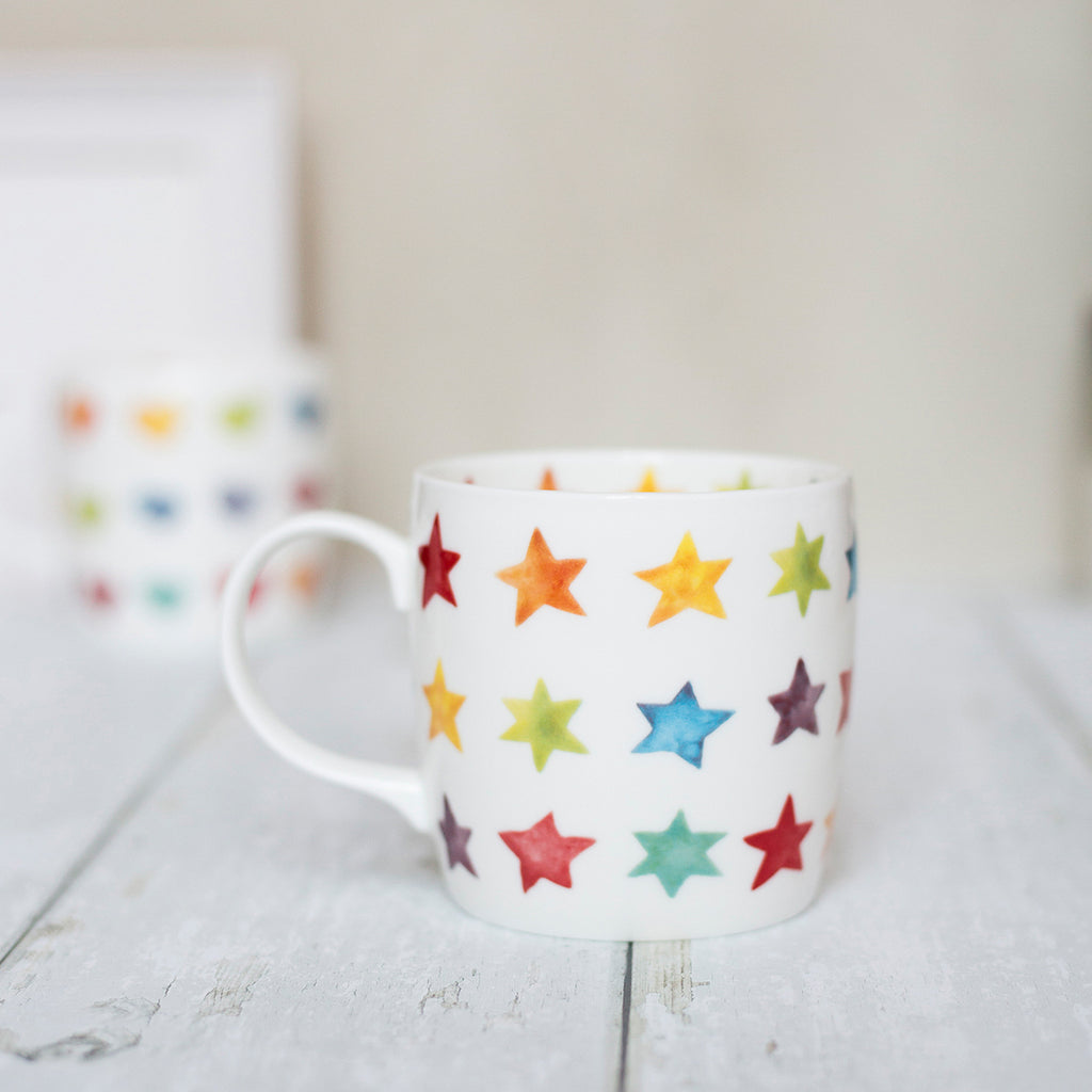 rainbow star china mug