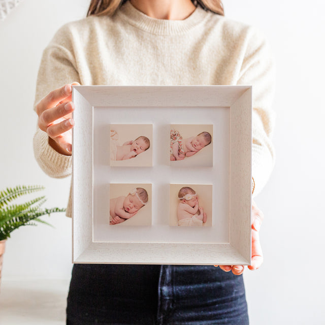 new baby four ceramic photo tile frame | soft curve