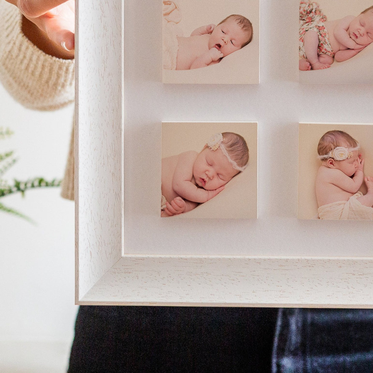 new baby four ceramic photo tile frame | soft curve