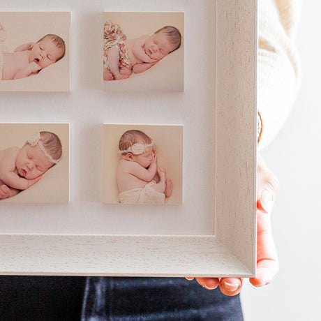 new baby four ceramic photo tile frame | soft curve