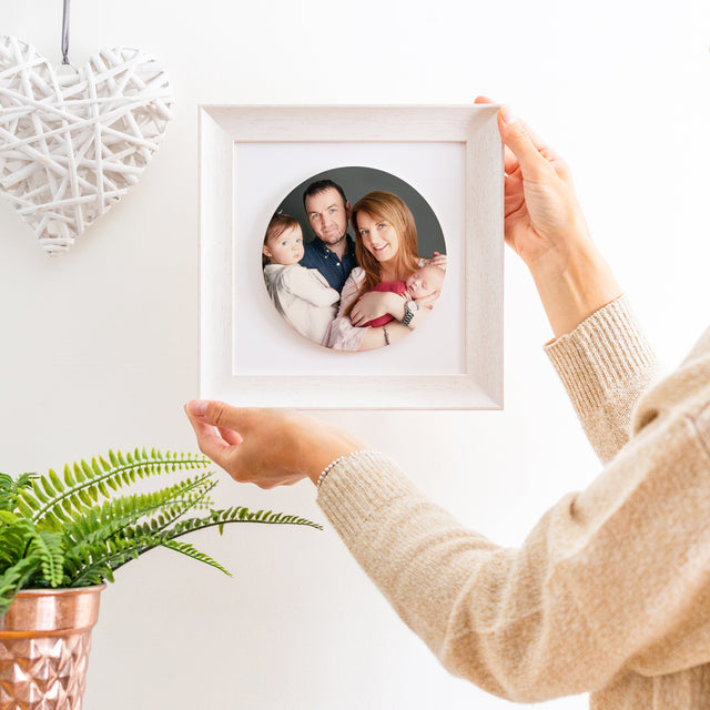 family circular supersized ceramic photo tile frame | soft curve