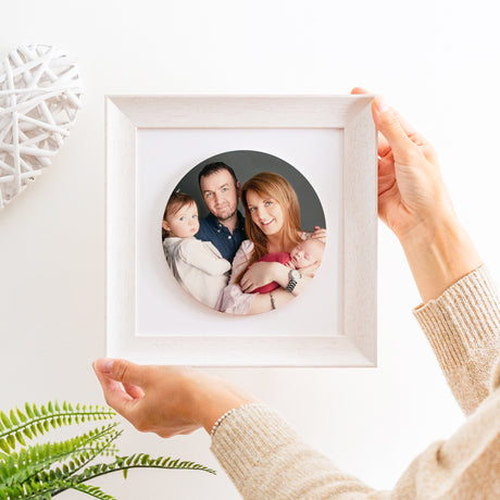 family circular supersized ceramic photo tile frame | soft curve