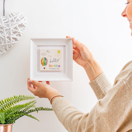hello new baby ceramic tile frame