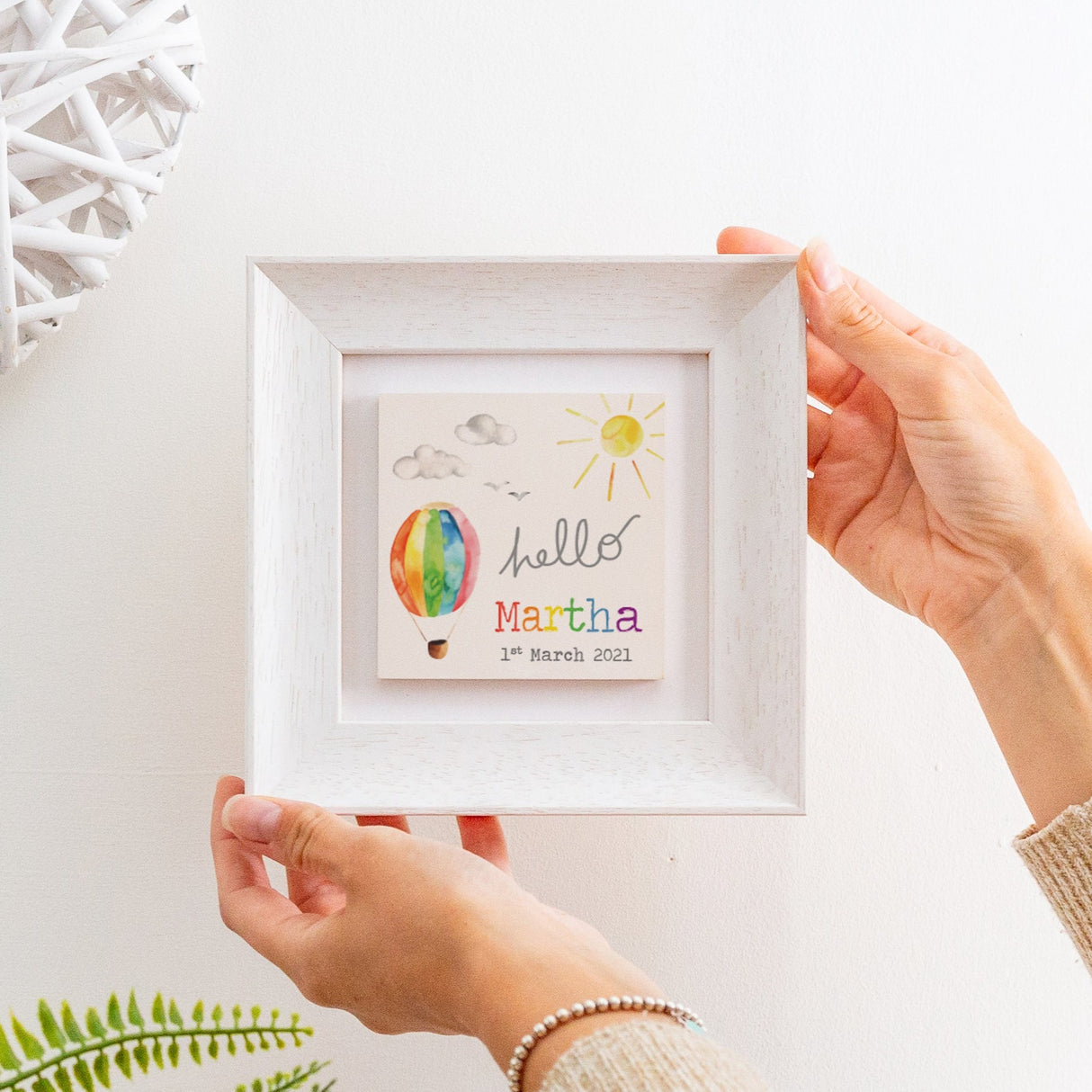 hello new baby ceramic tile frame