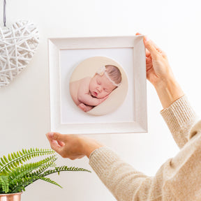 new baby circular supersized ceramic photo tile frame | soft curve