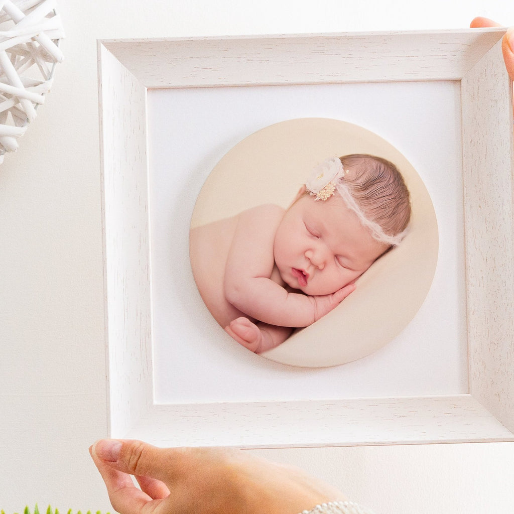 new baby circular supersized ceramic photo tile frame | soft curve