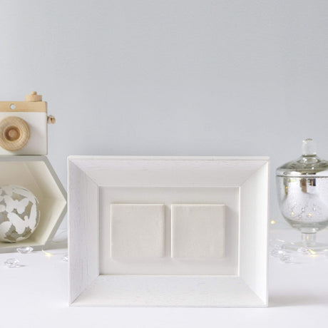 two ceramic tile photo frame / white soft curve