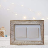two ceramic tile photo frame / white-washed wood