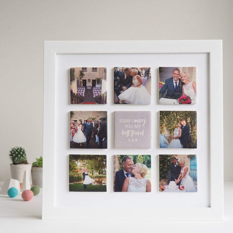personalised wedding large nine ceramic tile photo frame