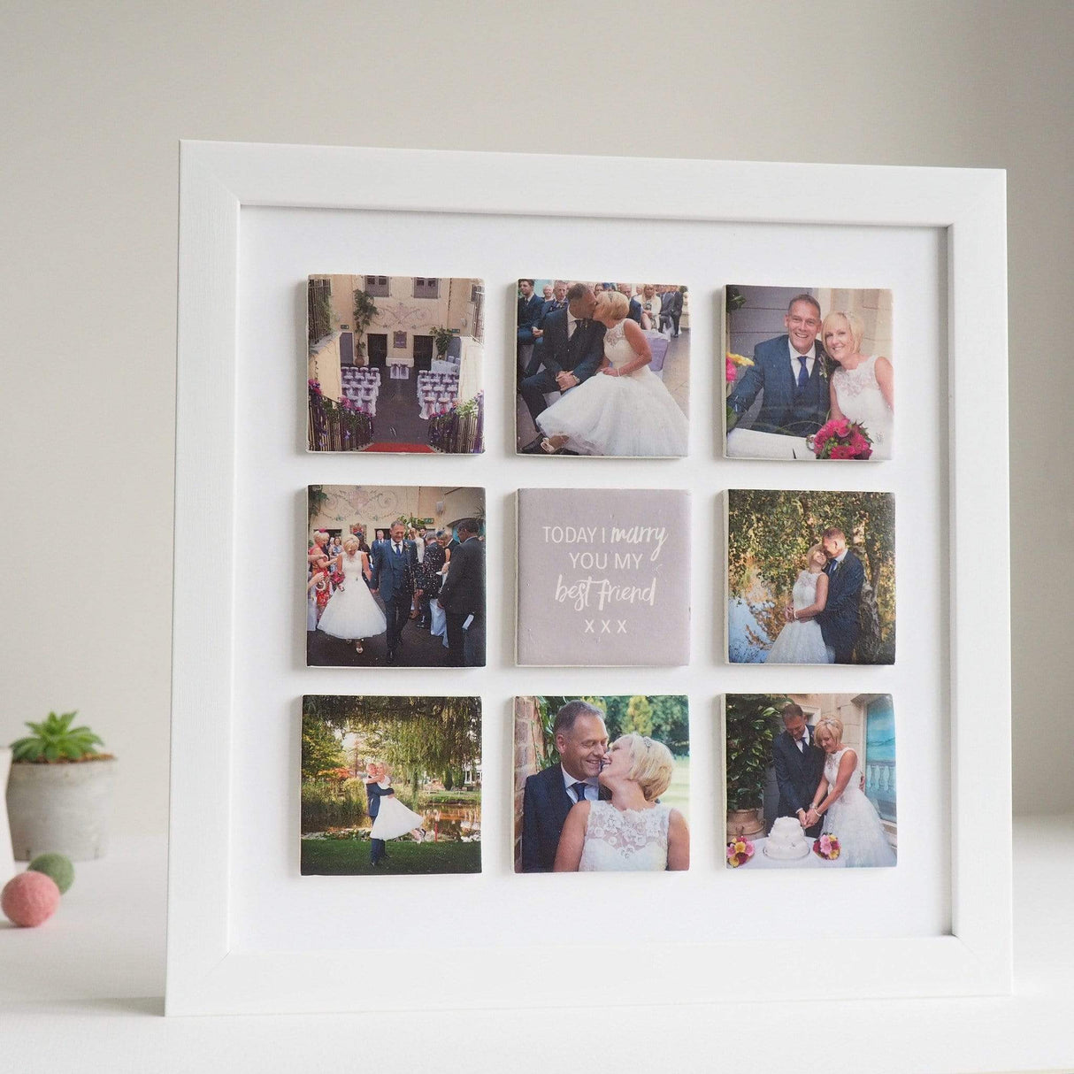 personalised wedding large nine ceramic tile photo frame