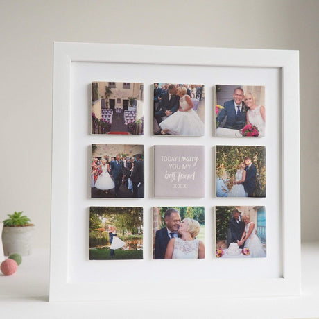 personalised wedding large nine ceramic tile photo frame