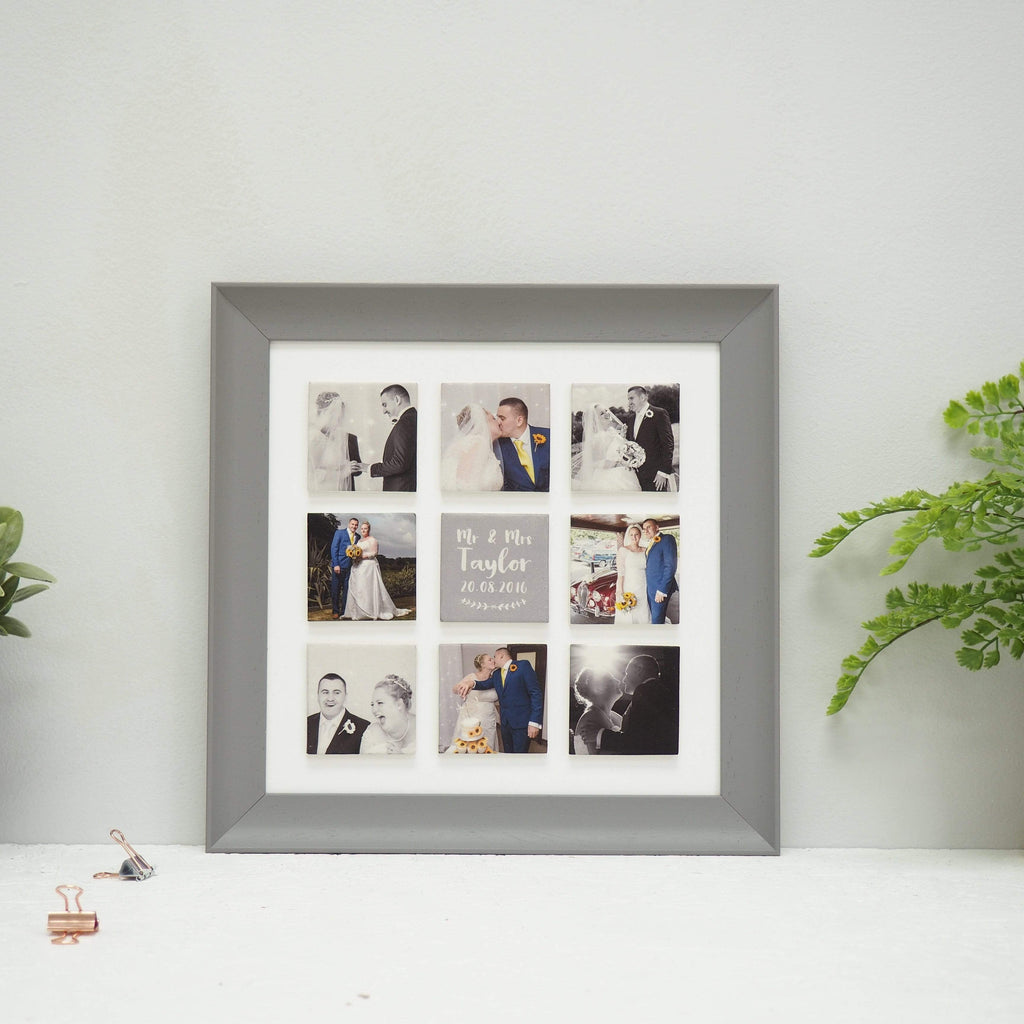 personalised wedding large nine ceramic tile photo frame