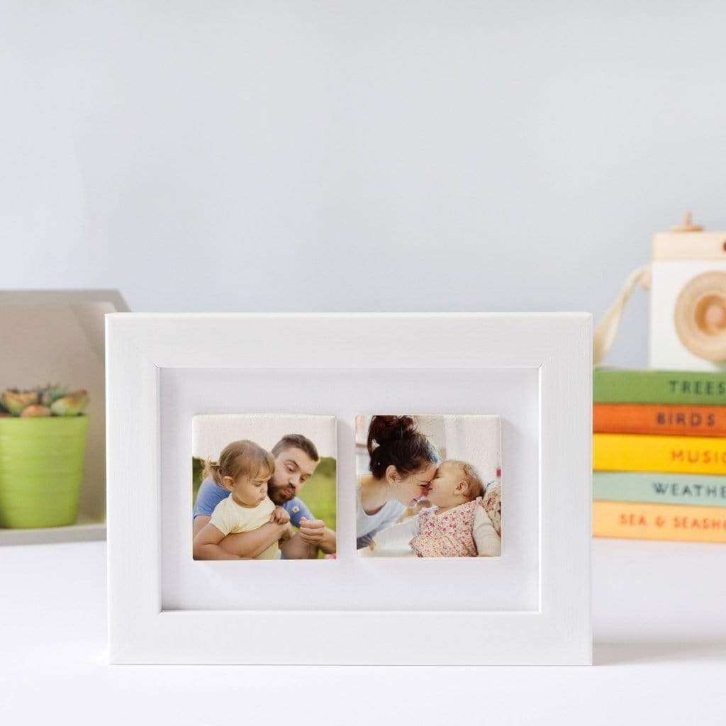 two ceramic tile photo frame / white box / just photos