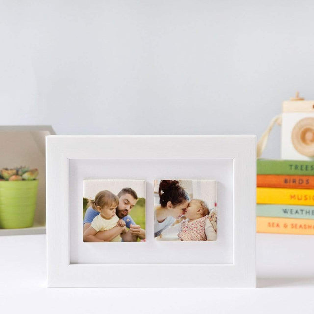 two ceramic tile photo frame / white box / just photos