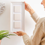 three ceramic photo tile frame | soft curve wood