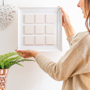 nine ceramic tile photo frame | white soft curve