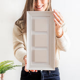 three ceramic photo tile frame | soft curve wood