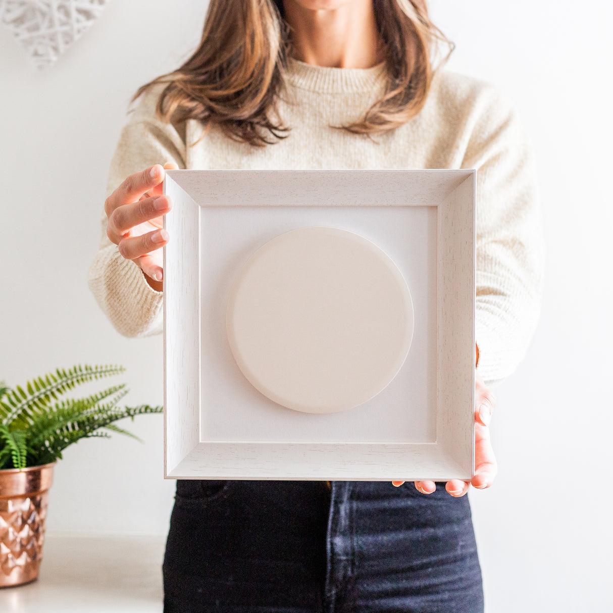 circular supersized ceramic photo tile frame | white soft curve