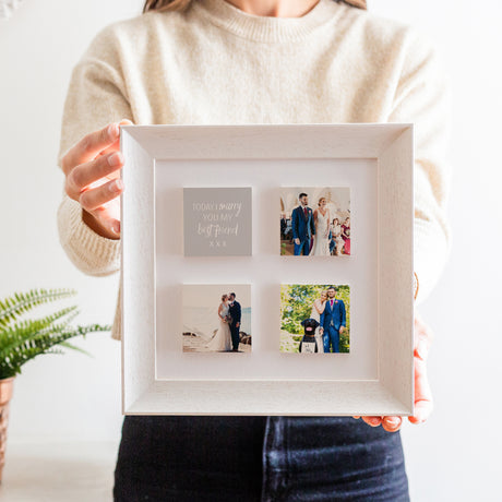 my best friend wedding ceramic tile photo frame | soft curve