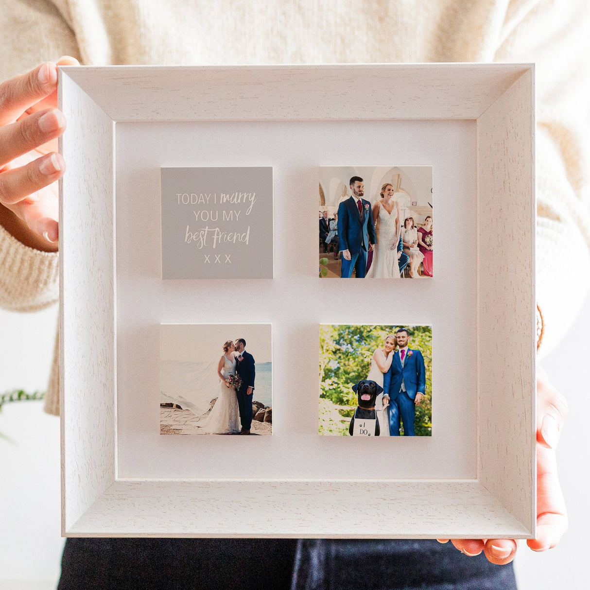 my best friend wedding ceramic tile photo frame | soft curve